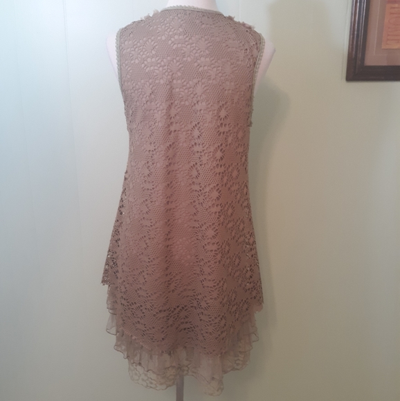 Pretty angel linen layered lace tunic top sz small *D4 - Picture 8 of 11